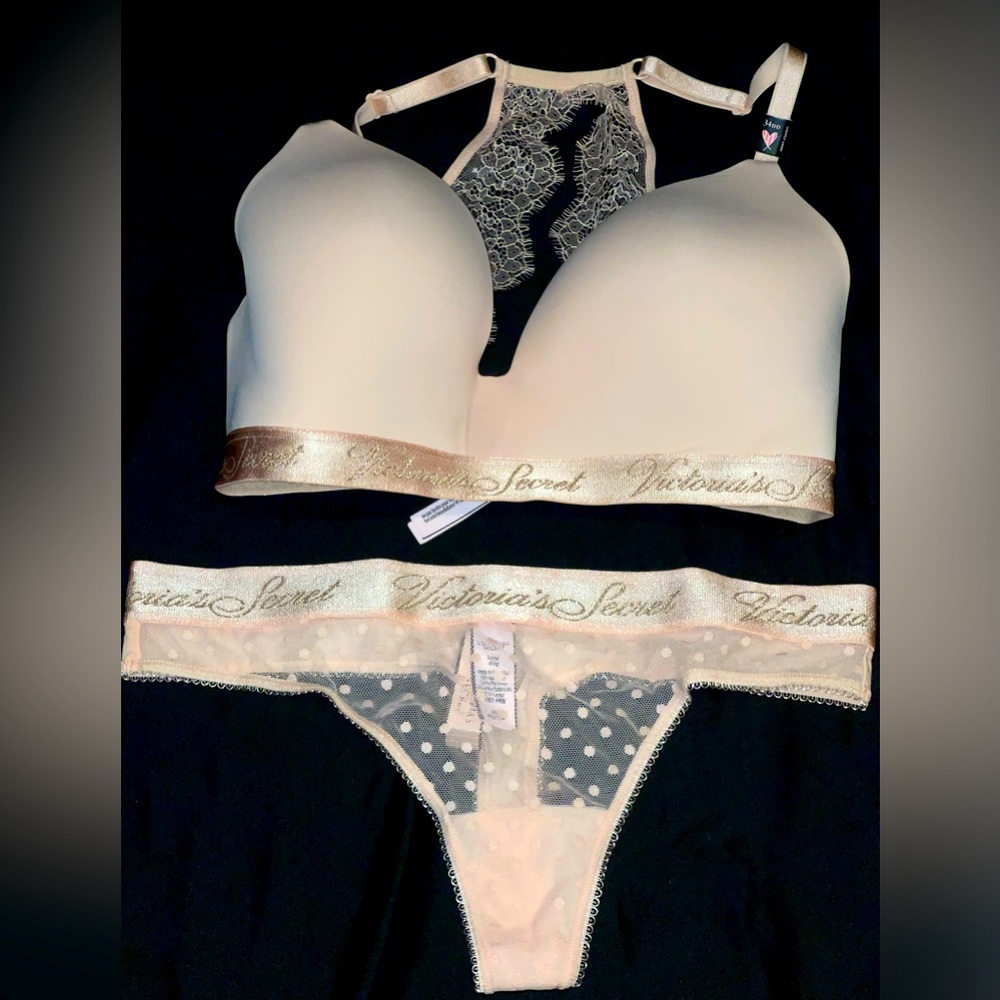 1 set NWT Victorias Secret  “Lightly lined wireless T shirt” bra and panty set